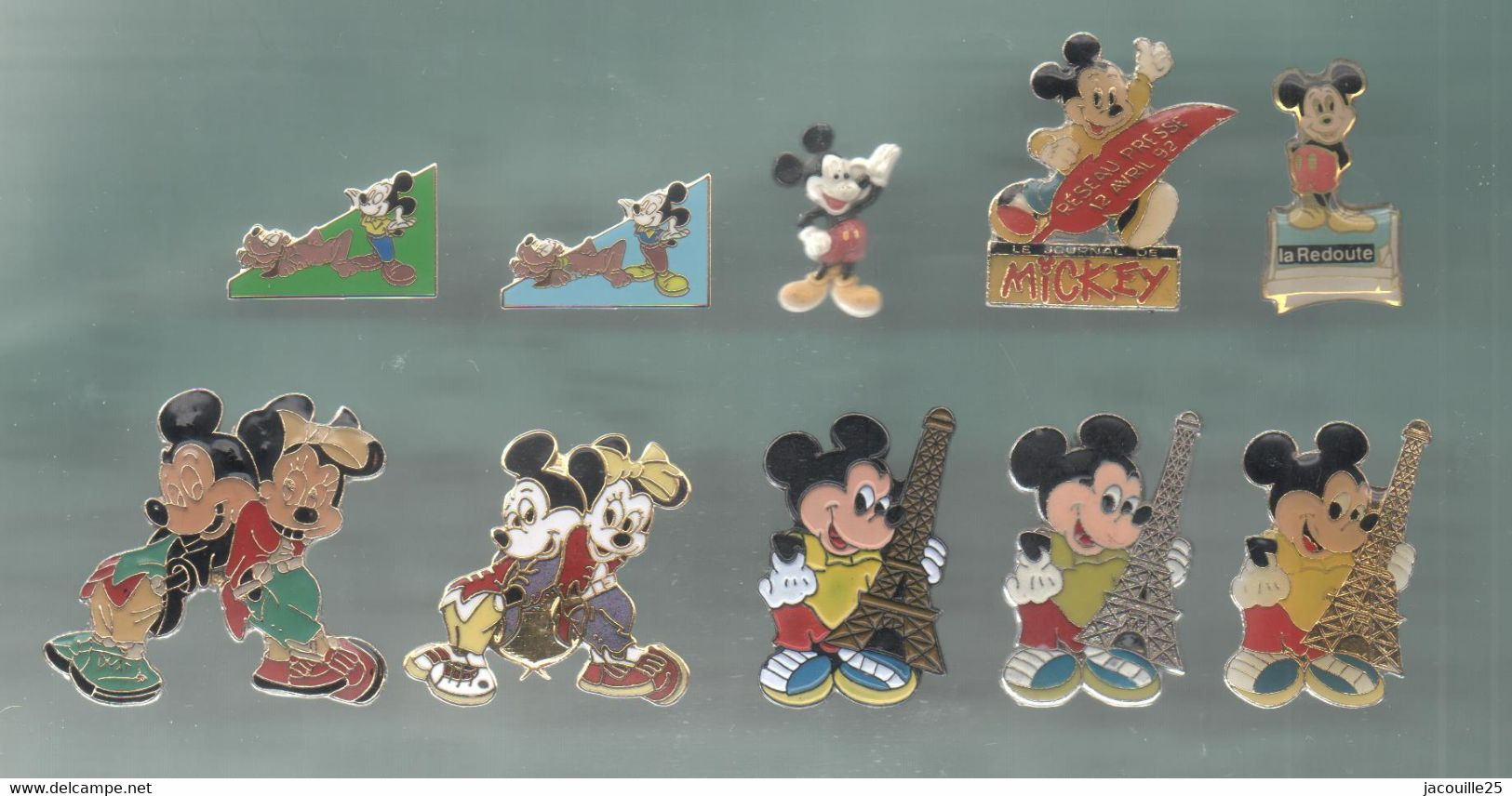 PINS PIN'S DISNEY 1153 MICKEY LA REDOUTE TOUR EIFFEL JOURNAL DE MICKEY LOT 10 PINS TOUS DIFFERENTS - Disney