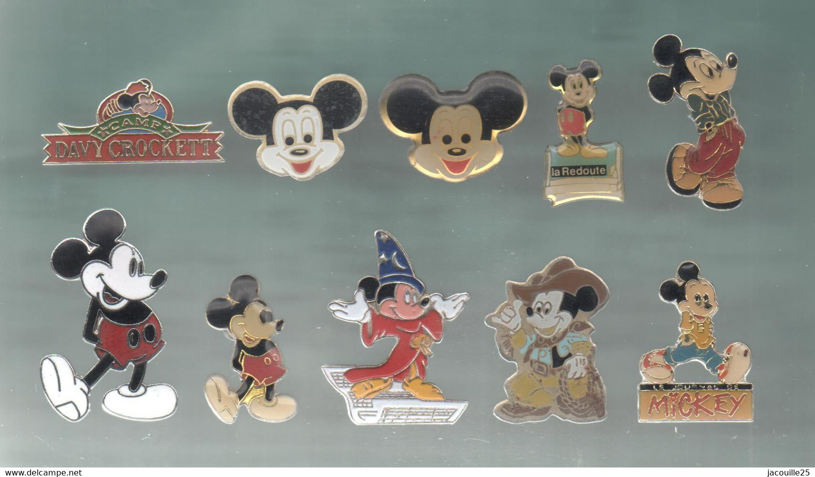 PINS PIN'S DISNEY 1154 MICKEY DAVY CROCKETT COW BOY LA REDOUTE JOURNAL DE MICKEY LOT 10 PINS TOUS DIFFERENTS - Disney