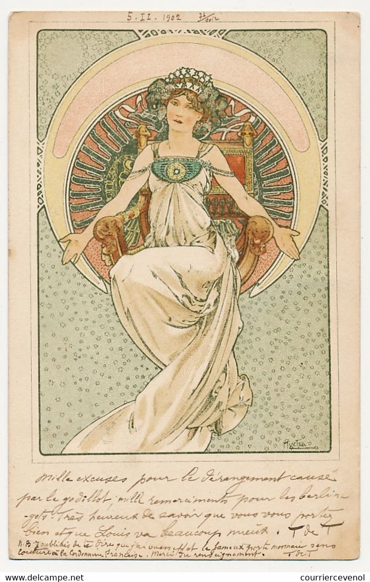 CPA - Alphonse MUCHA – Jeune Fille Au Trône - Ayant Voyagé - TTB - Mucha, Alphonse