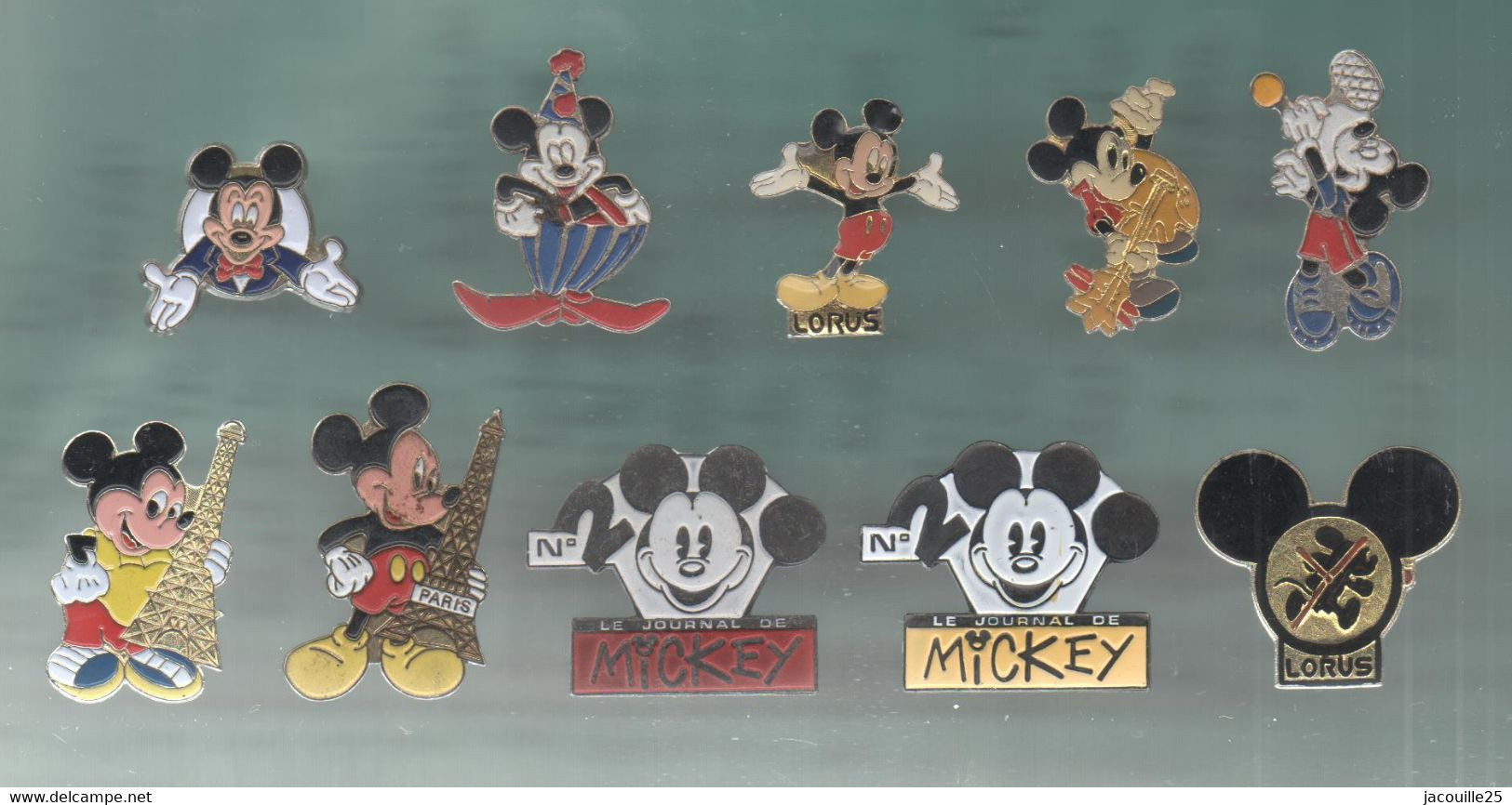 PINS PIN'S DISNEY 1155 MICKEY TENNIS LORUS CLOWN  JOURNAL DE MICKEY LOT 10 PINS TOUS DIFFERENTS - Disney