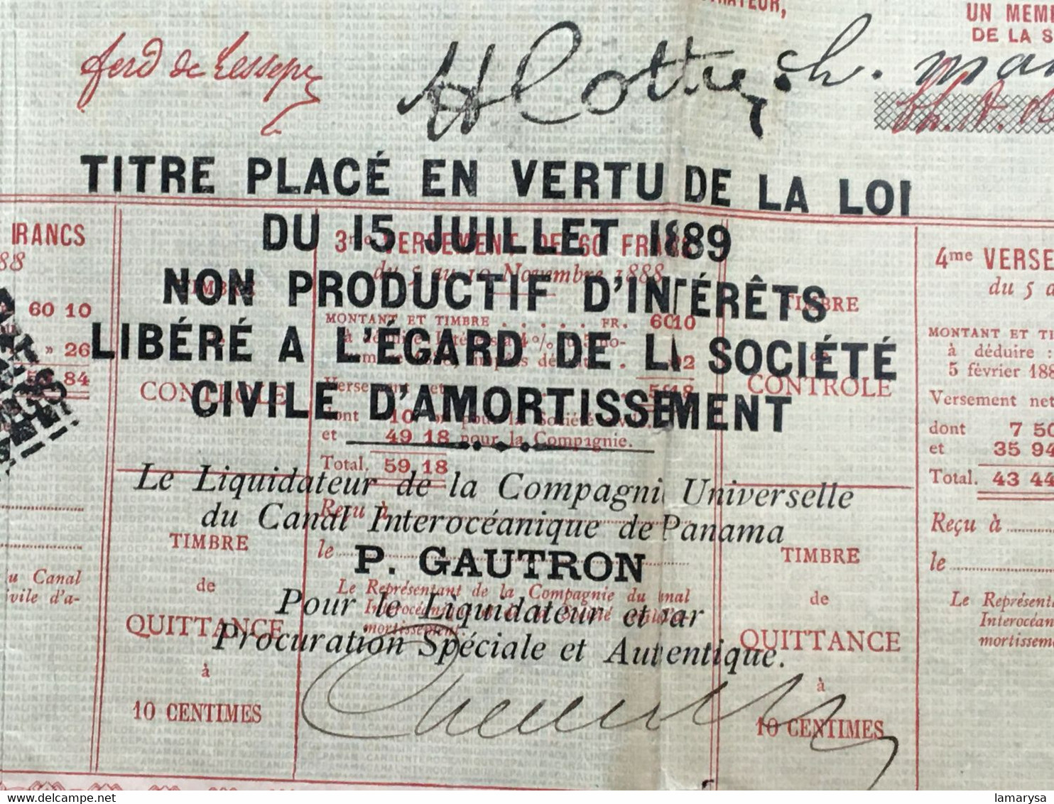 1888--PANAMA-☛Compagnie Universelle Du Canal Interocéanique-☛Titre Action Obligation-☛Bon Porteur Négocia-☛Scripophilie - Navegación