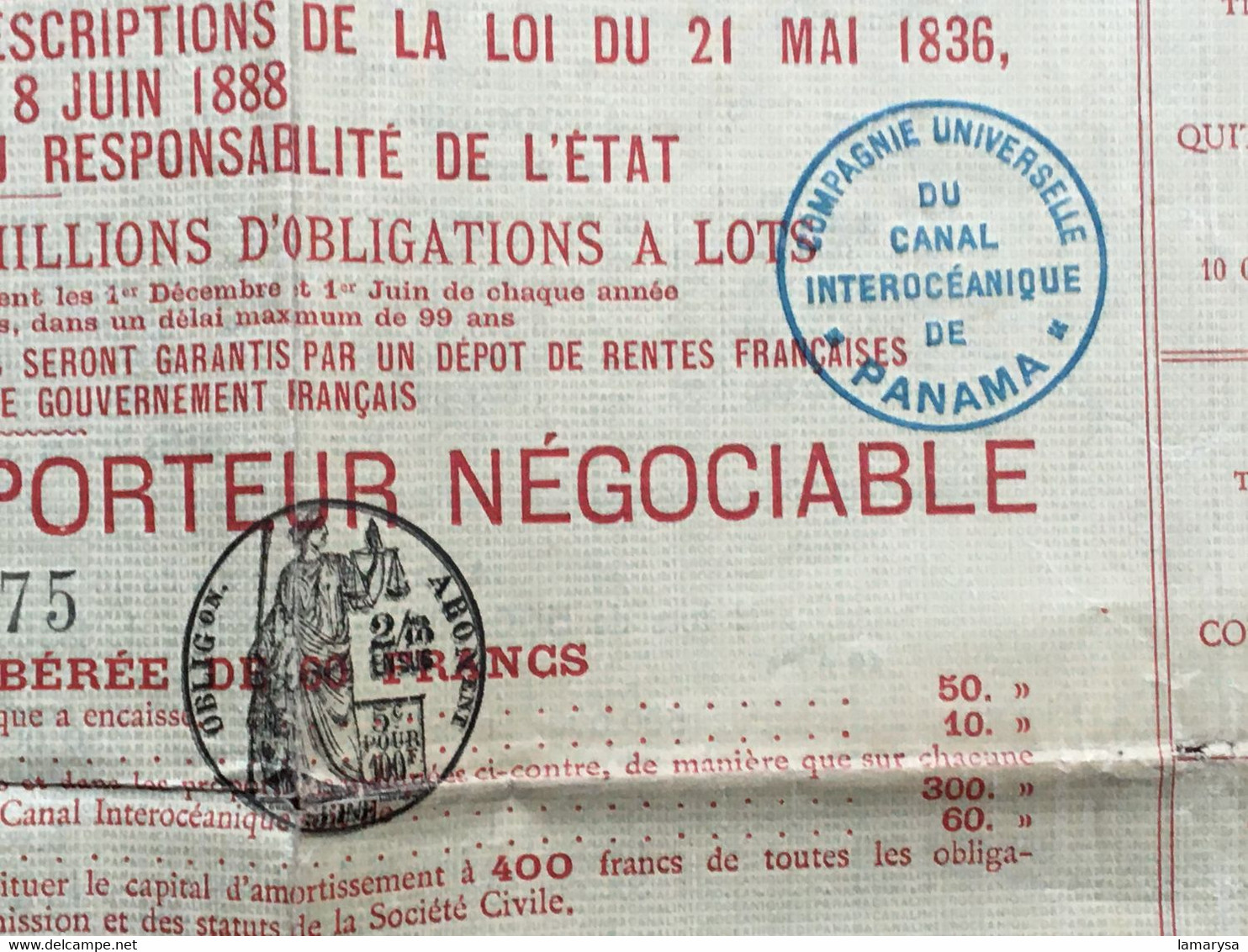 1888--PANAMA-☛Compagnie Universelle Du Canal Interocéanique-☛Titre Action Obligation-☛Bon Porteur Négocia-☛Scripophilie - Navigation