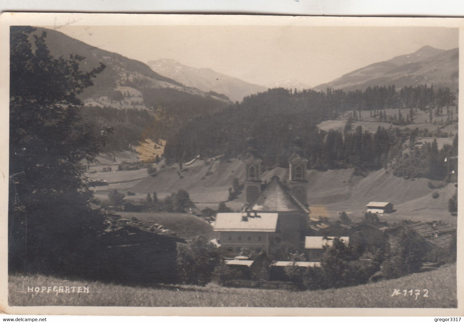 A7021) HOPFGARTEN - KIRCHE M. Einzelnem Haus Im Hintergrund ALT !! 1937 - Defereggental