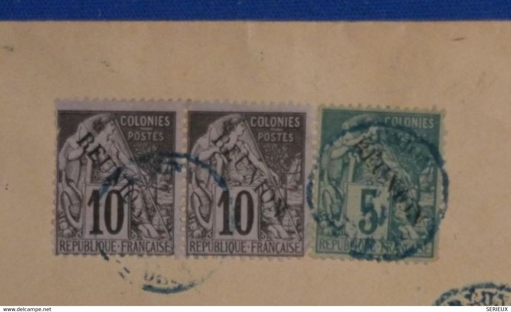 Q8 LA REUNION BELLE LETTRE TRES RARE 1892 PAQUEBOT SAINT DENIS POUR BORDEAUX FRANCE+ PAIRE DE TP SANS ACCENT - Briefe U. Dokumente