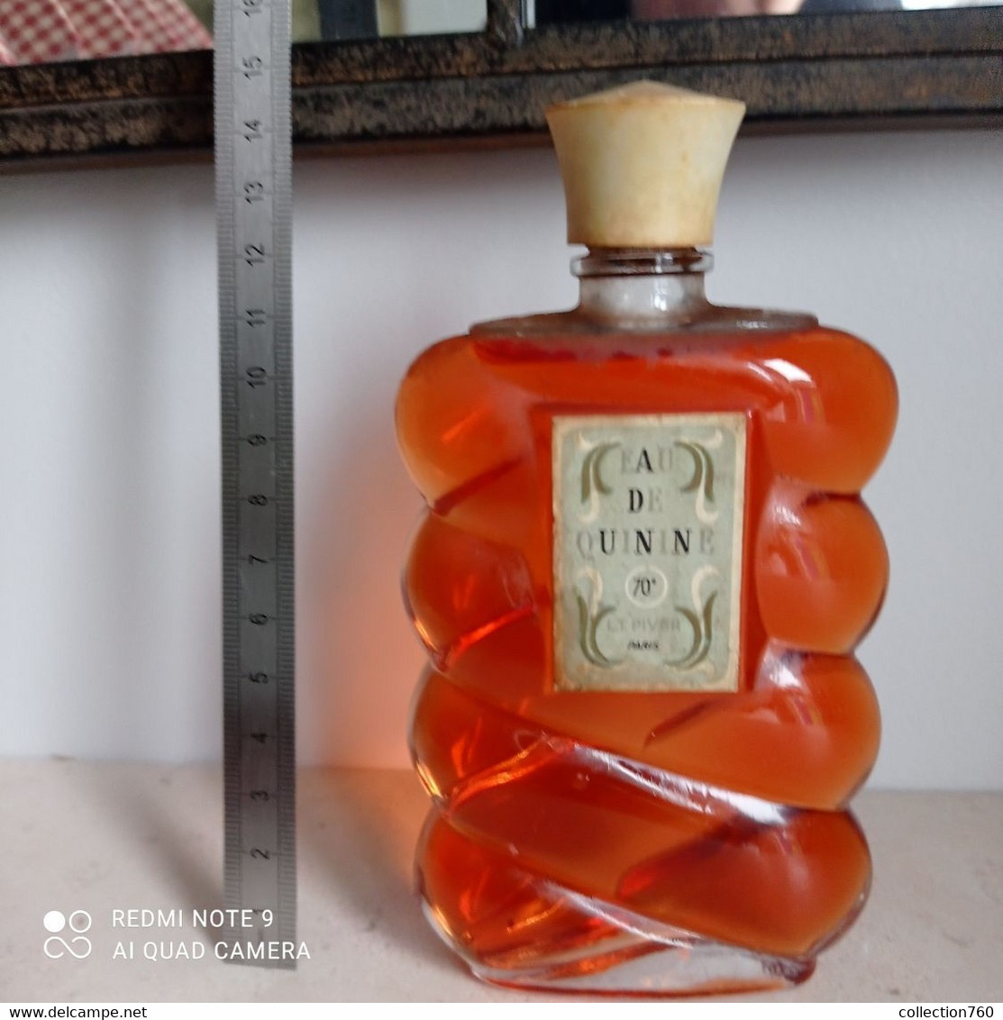 Ancien Flacon L.T. PIVER -  EAU DE QUININE - 70°  -  Hauteur 14 Cm - Unclassified