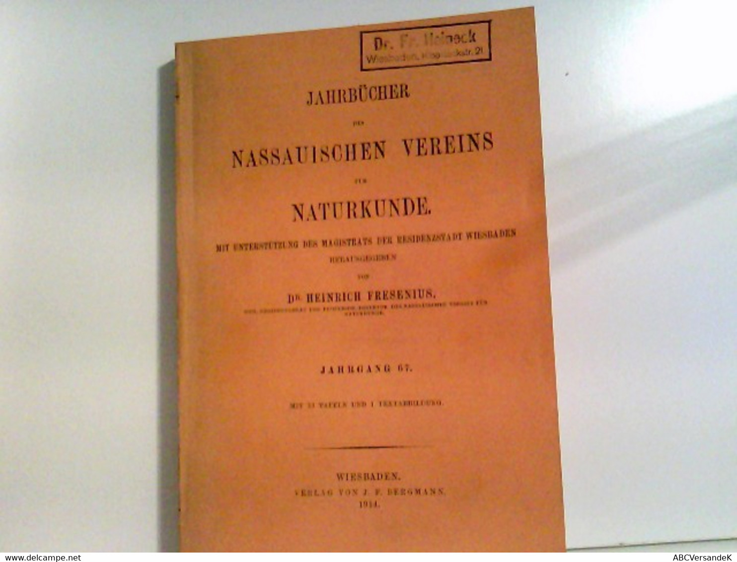 Jahrbücher Des Nassauischen Vereins Für Naturkunde. Jahrgang 67 - Hesse
