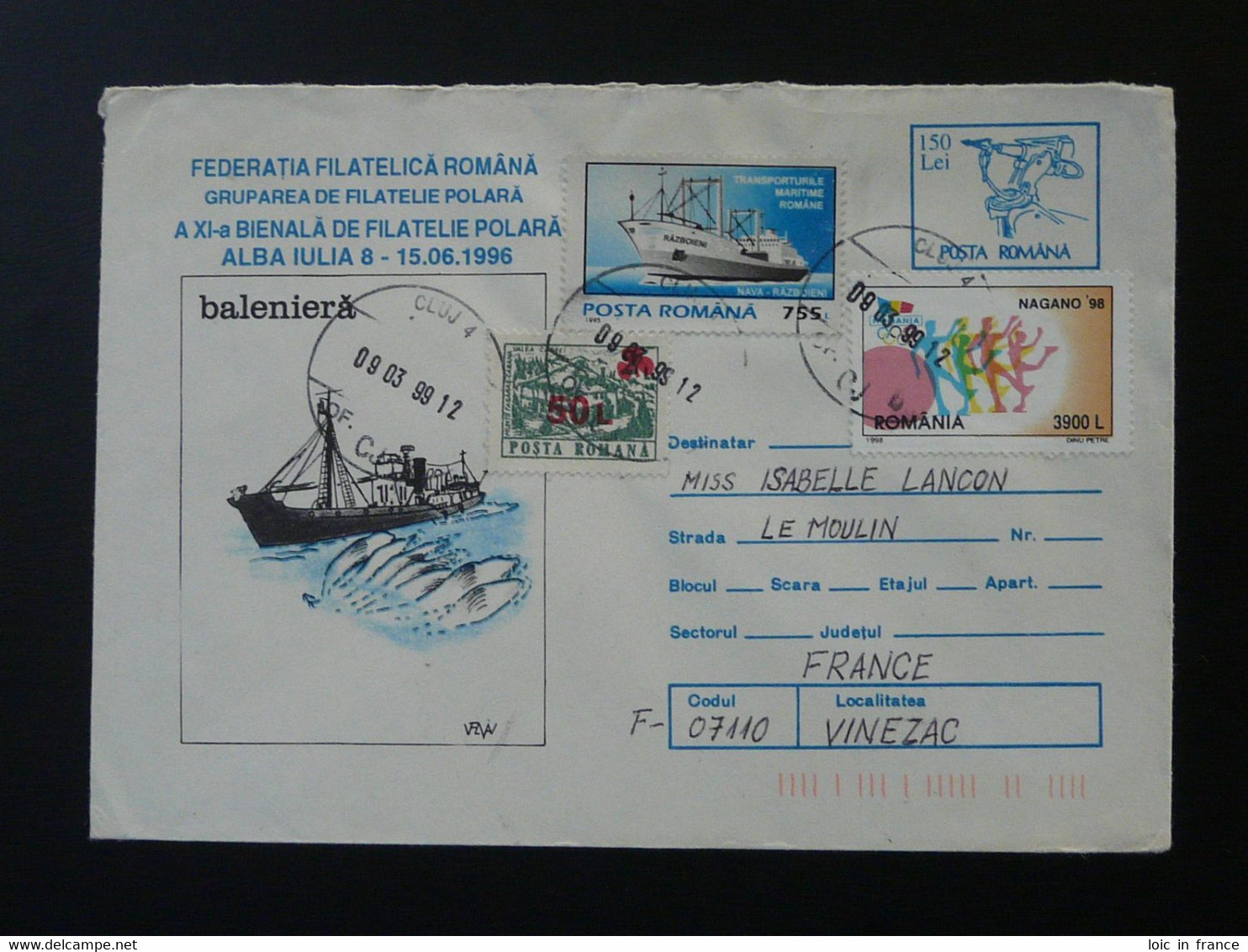 Entier Postal Stationery Pêche à La Baleine Whale Fishing Roumanie Romania 98300 - Fauna ártica