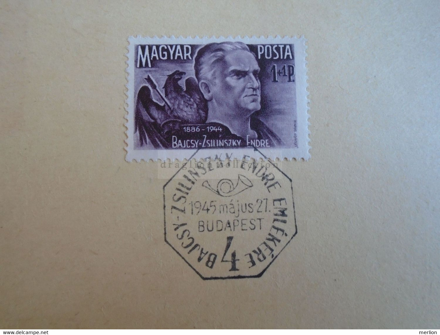 ZA388.19  Hungary   1945  Bajcsy-Zsilinszky Endre Memorial - Postmark Collection
