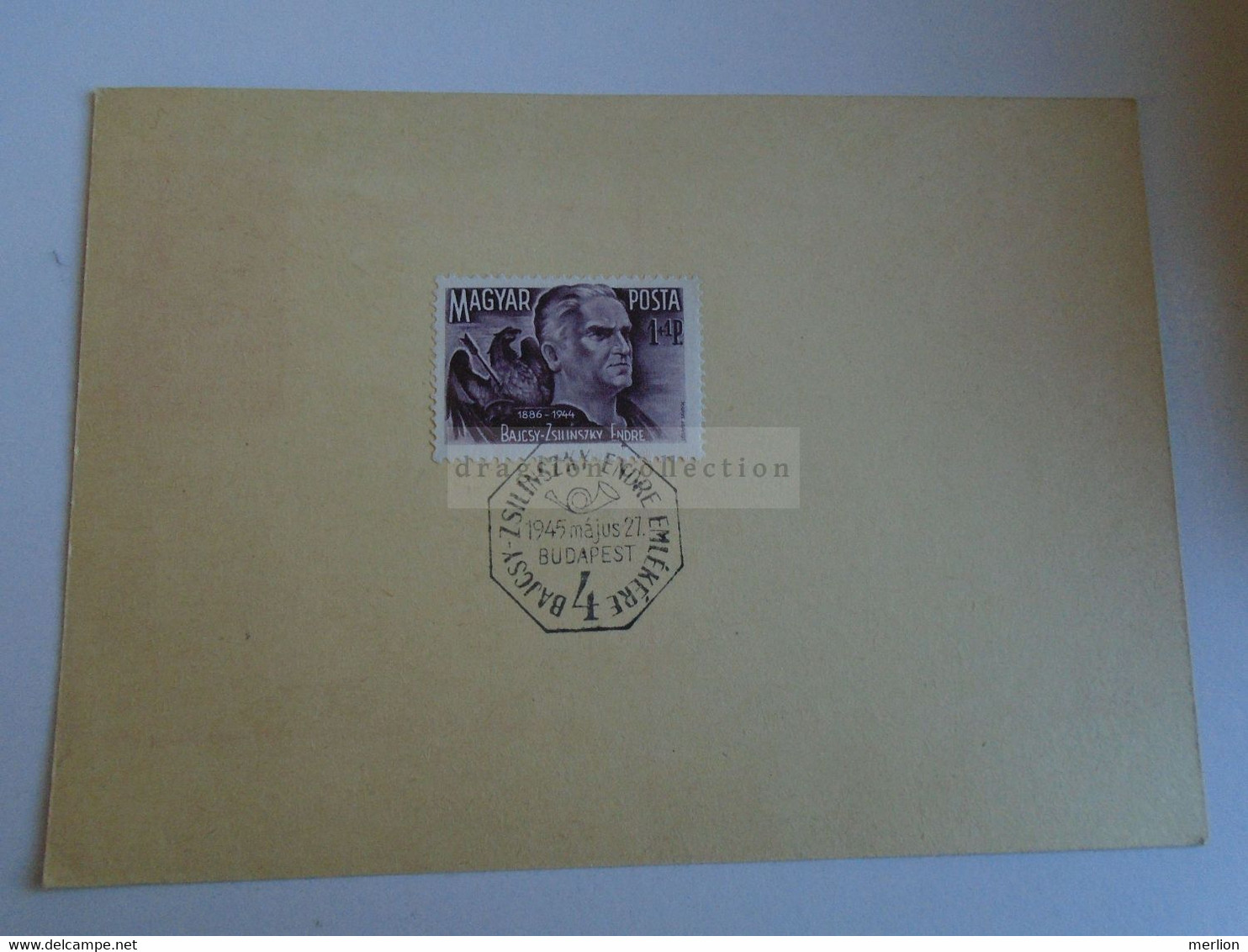 ZA388.19  Hungary   1945  Bajcsy-Zsilinszky Endre Memorial - Postmark Collection