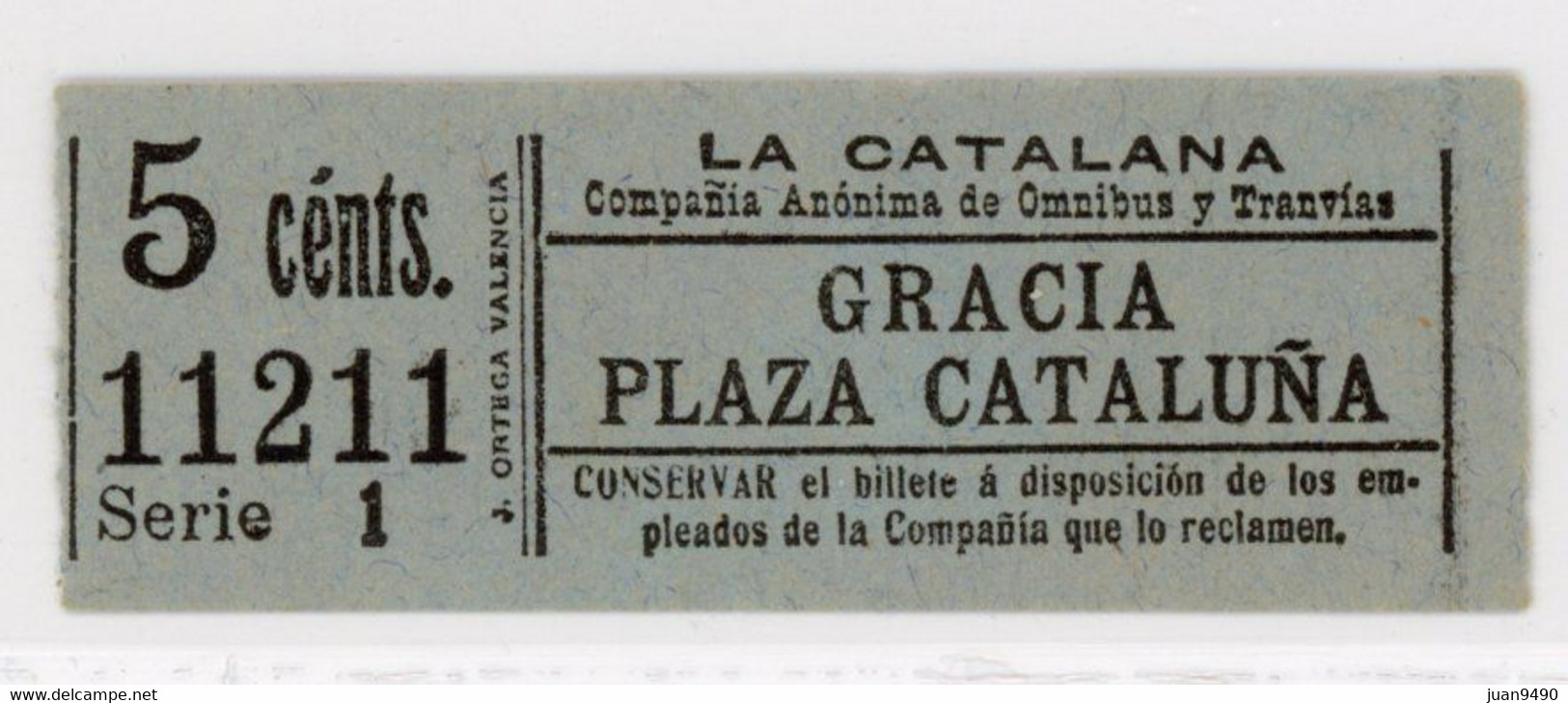 GSC 112 RIPPERTS - BILLETE DE LA CATALANA - BARCELONA / 1900 / (TD-A SELEC) - Europe