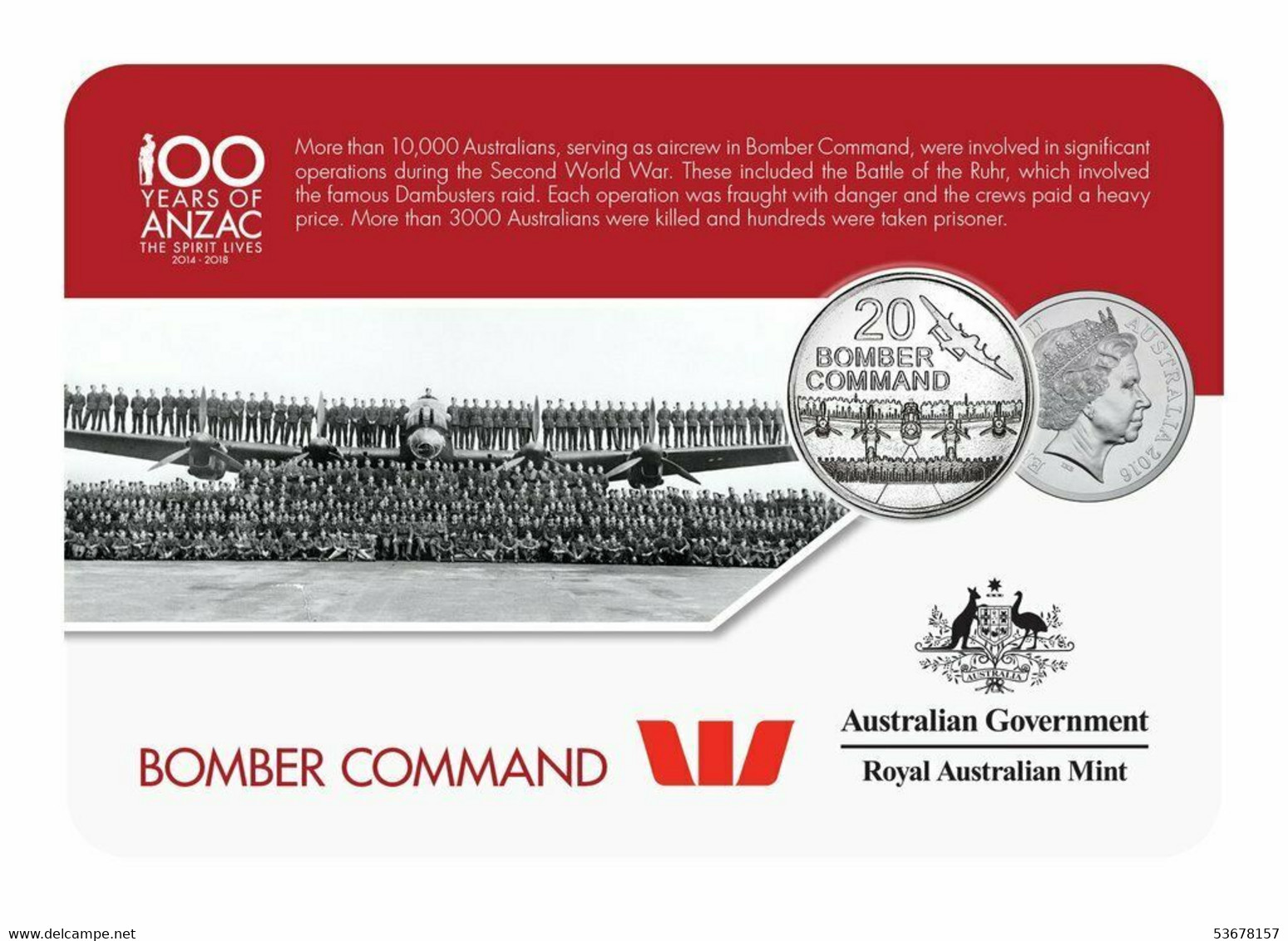 Australia 20 Cents, 2016 ANZAC To Afghanistan - Bomber Command - Collections