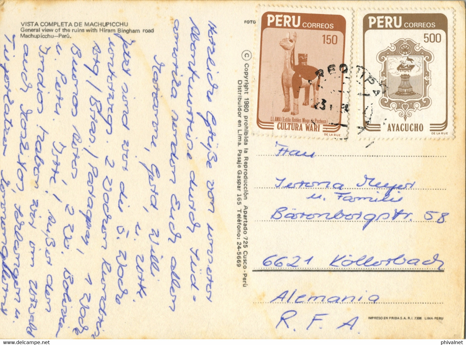 PERÚ , T.P. CIRCULADA , MACHU PICCHU , VISTA COMPLETA - Peru