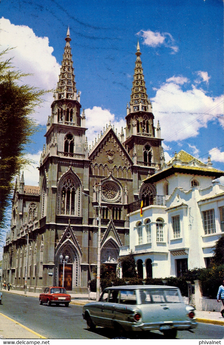 ECUADOR , T.P. CIRCULADA , QUITO - VISTA FRONTAL DE LA IGLESIA DE SANTA TERESITA EN EL CENTRO MARISCAL SUCRE - Ecuador