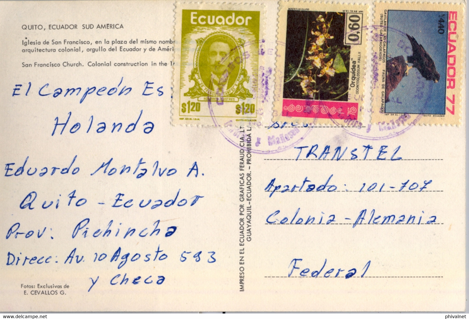 ECUADOR , T.P. CIRCULADA , QUITO - IGLESIA DE SAN FRANCISCO , ARQUITECTURA COLONIAL - Ecuador