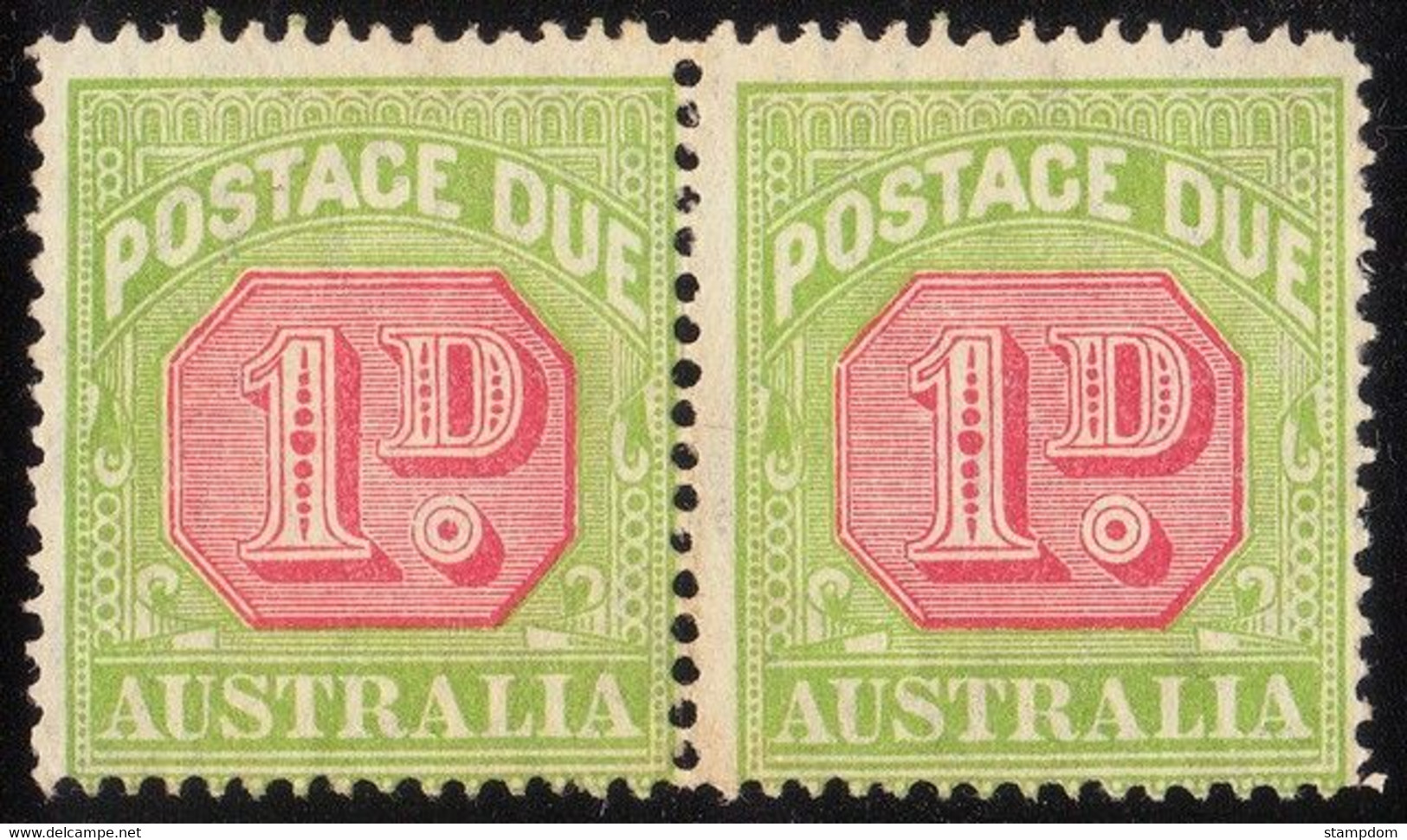 AUSTRALIA  1931 1d Postage Due Pair P14 Wmk.multi CofA  Sc#J58a MNH @P337 - Port Dû (Taxe)