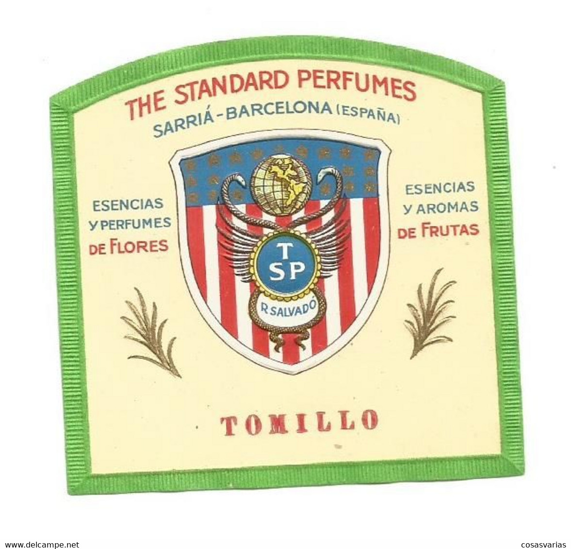 TOMILLO THE STANDARD PERFUMES ÉTIQUETTE PARFUMERIE PARFUM LABEL ETIKETT PARFÜMERIE ETICHETTA PROFUMERIA - Etiquettes