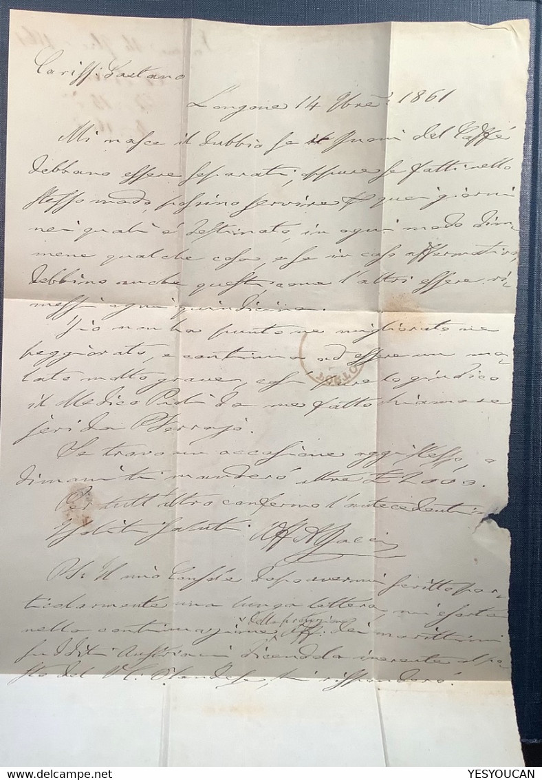 PORTO LONGONE 1861(Toscana ISOLA D’ELBA Livorno Azzurro) SUPERB Sardinia Cover(Sardegna Lettera Tuscany Sardaigne Lettre - Sardinië
