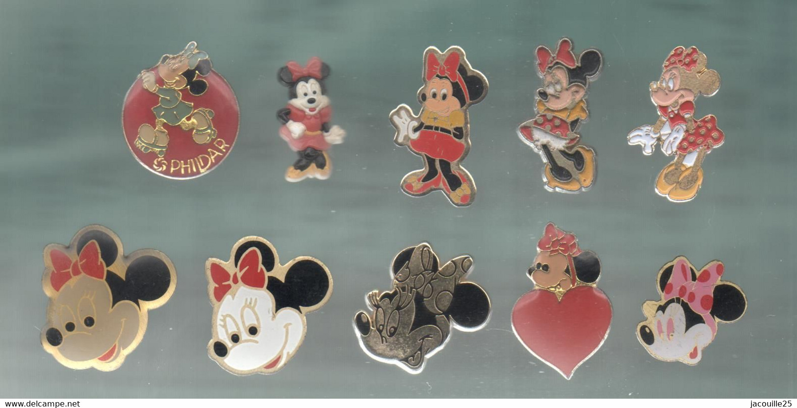 PINS PIN'S DISNEY 1159  MINNIE COEUR PHILDAR MICKEY  LOT 10 PINS - Disney