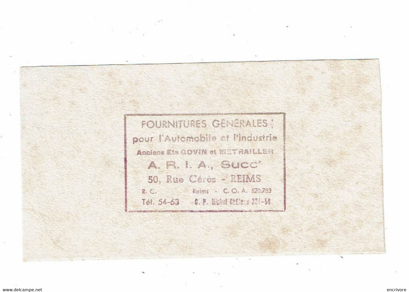 Buvard Fournitures Pour Automobiles A.R.I.A. Govin Métrailler REILMS - Automobile