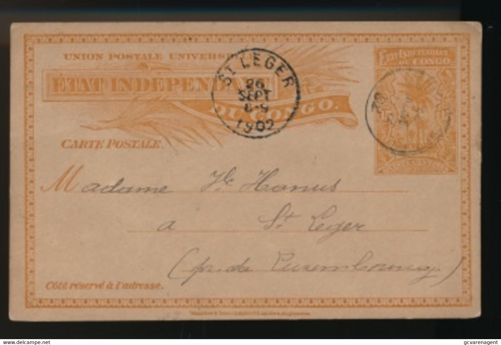 CONGO BELGE   LEOPOLDVILLE   1902  TO ST.LEGER PR.DE LUXEMBOURG )    2 SCANS - Cartas & Documentos