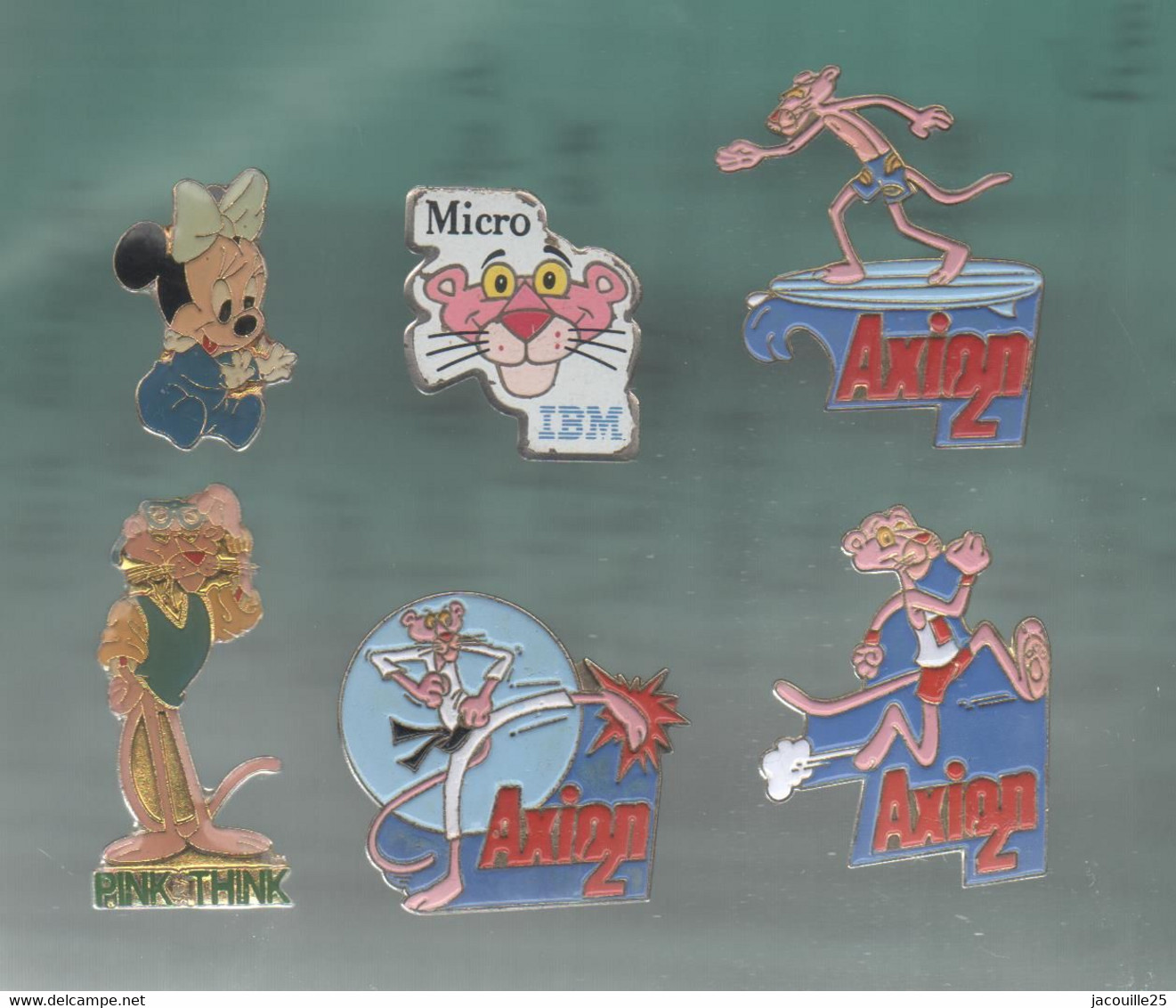 PINS PIN'S DISNEY1165  LA PANTHERE ROSE PINK THINK PANTER  KARATE SURF AXION MINNIE BEBE IBM LOT 6 PINS - Disney