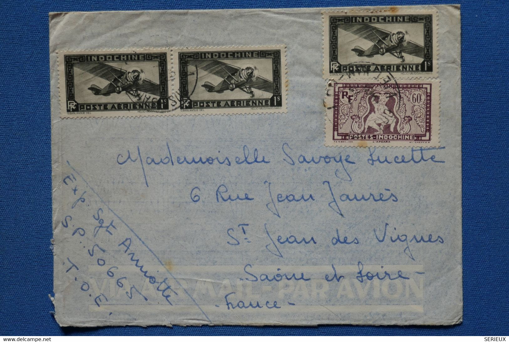 V2 INDO CHINA BELLE LETTRE 1933 HANOI INDOCHINE POUR PARIS FRANCE +PAIRE DE T.P AFFRANCH. INTERESSANT - Covers & Documents