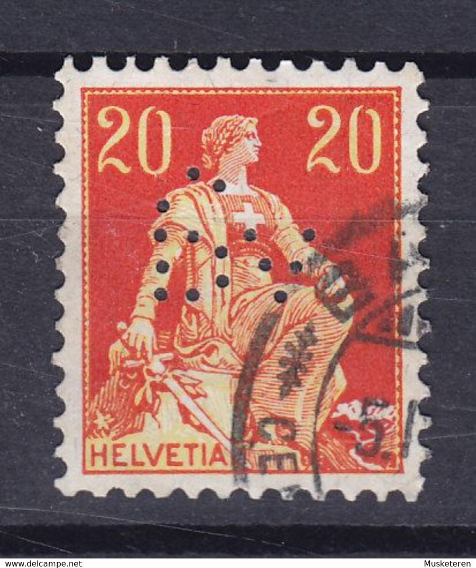 Switzerland Perfin Perforé Lochung 'Bv' Schweizerischer Bankverein Basel 1908 Mi. 102x Sitzende Helvetia - Gezähnt (perforiert)