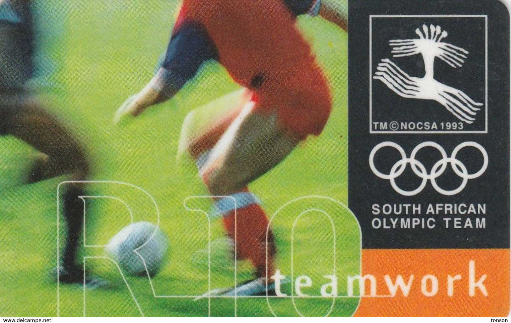 South Africa, SAF-053.1, South African Olympic Team, Team Work (SIE: 31), Sport, Football, 2 Scans CN Below "phonecard" - Sudafrica