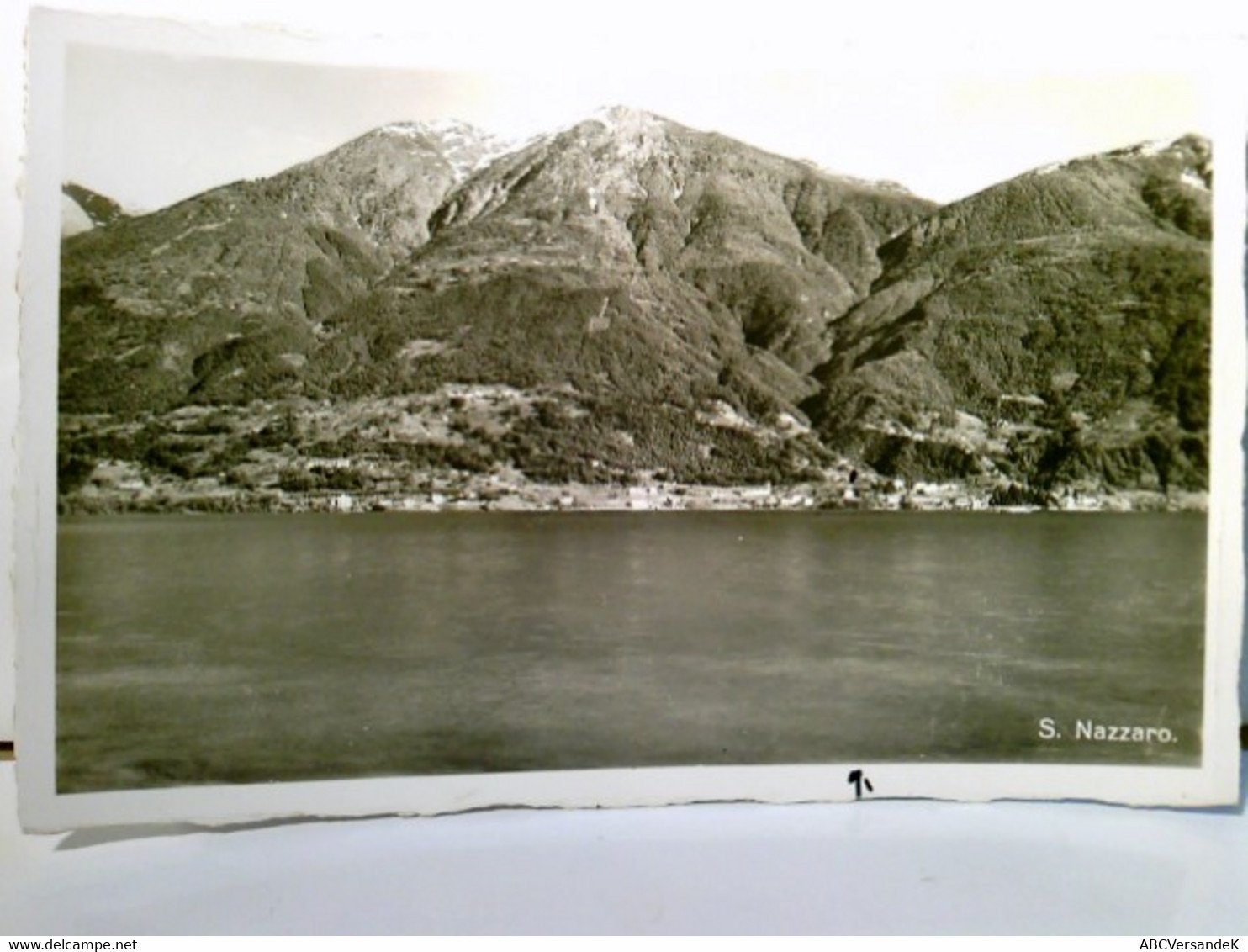 San Nazzaro / Lago Maggiore / Tessin / Schweiz. Alte AK S/w, Ungel. Rückseite : Ristorante Catenazzi. Panorama - San Nazzaro