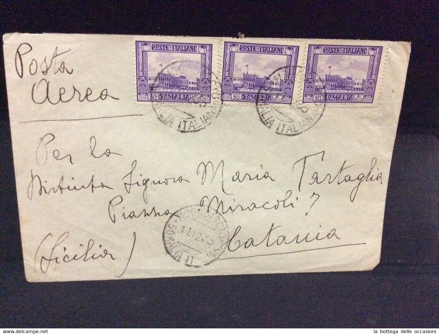 ITALIA Regno Storia Postale Colonie Lettera Dalla Somalia Per Palermo - Somalia