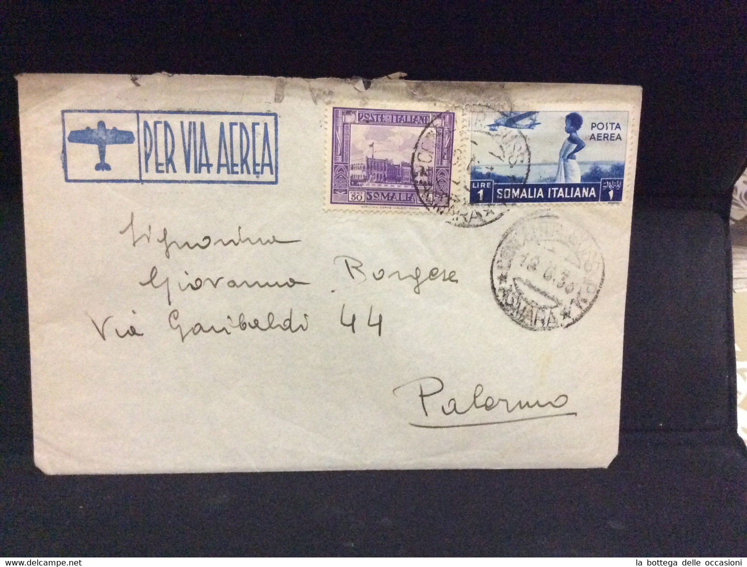 ITALIA Regno Storia Postale Colonie Lettera Dalla Somalia Per Palermo - Somalië