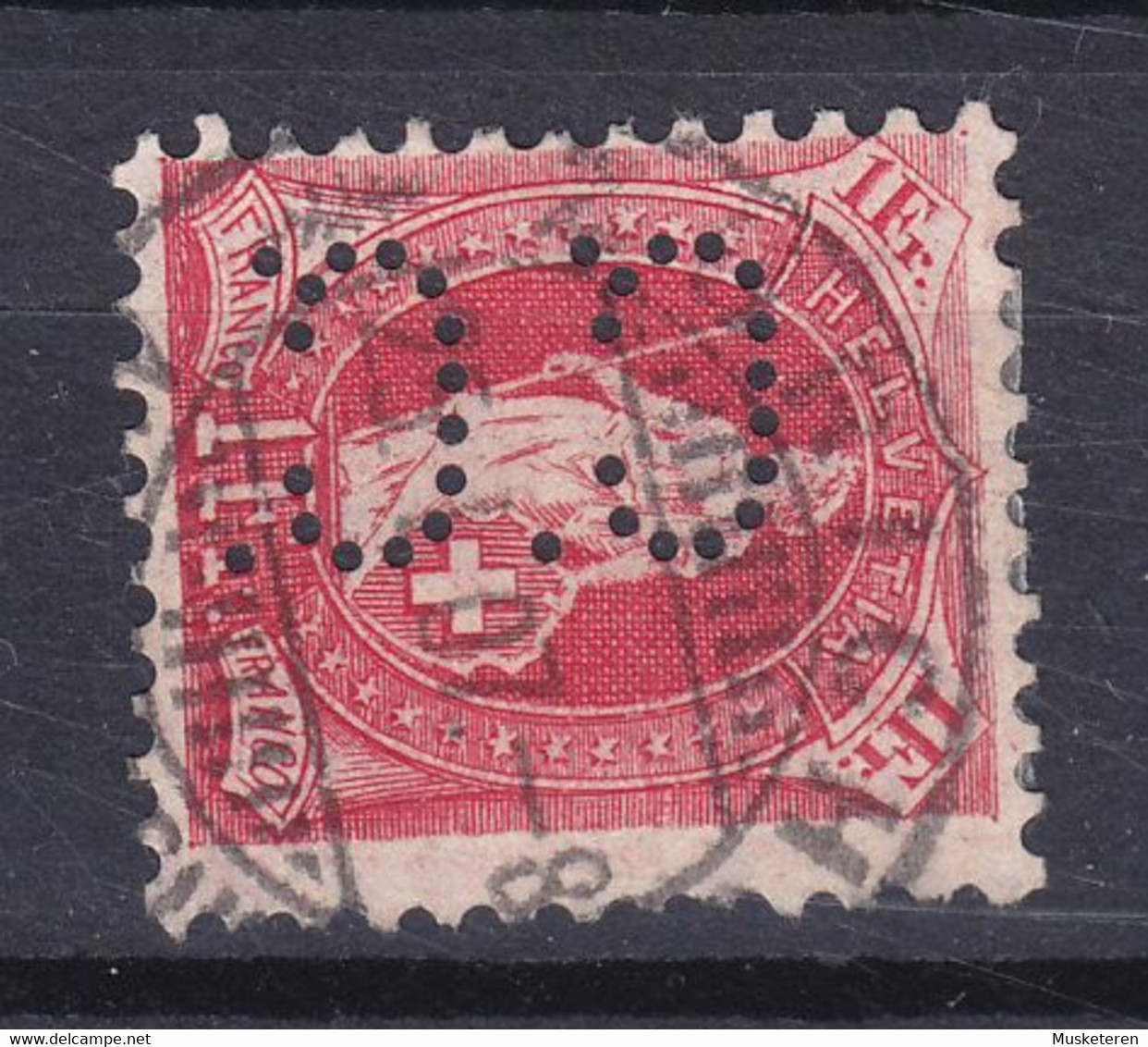 Switzerland Perfin Perforé Lochung 'C.C.' Continental Caoutchoc-Companie AG Zürich 1905 Mi. 79C Helvetia Perf. 11½x11 - Perforadas