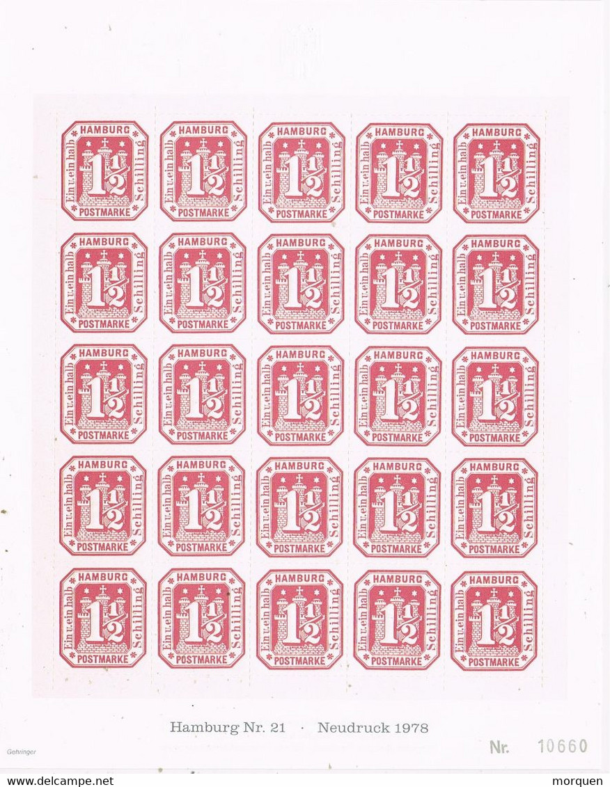 43278. Hojita Viñetas Hamburg Nr. 21 Neudruck 1978. NORDPOSTA 81. 20 Label 1 1/2 Sch - Etiquettes 'Recommandé' & 'Valeur Déclarée'