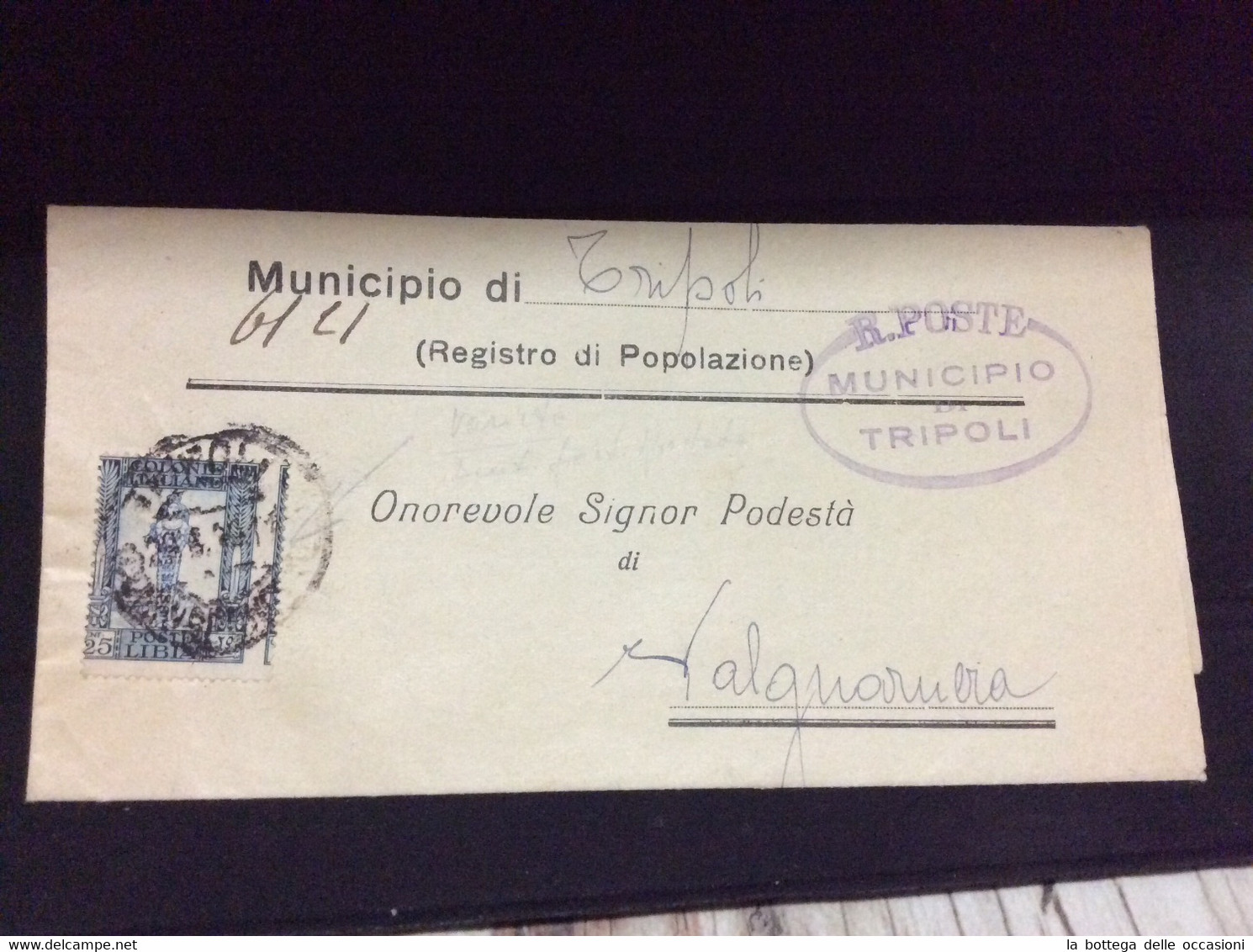 ITALIA Regno Storia Postale Colonie Tripoli Per Piazza Valguarnera - Libië