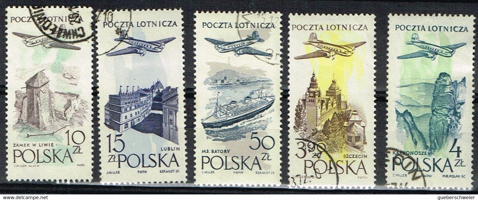 POL 88 - POLOGNE PA 5 Val. Obl. - Used Stamps