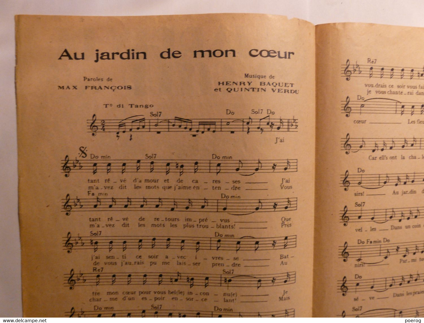 PARTITIONS 1945 - AU JARDIN DE MON COEUR - JEAN VALENTI JEAN SIRJO - PAROLES MAX FRANCOIS - MUSIQUE HENRY BAQUET - - Spartiti