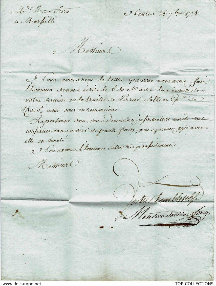 17661 1774 LETTRE Sign. Montaudouin Frères Nantes TRAITE NEGRIERE ESCLAVAGE COMMERCE TRIANGULAIRE => Marseille Roux  Fr - ... - 1799