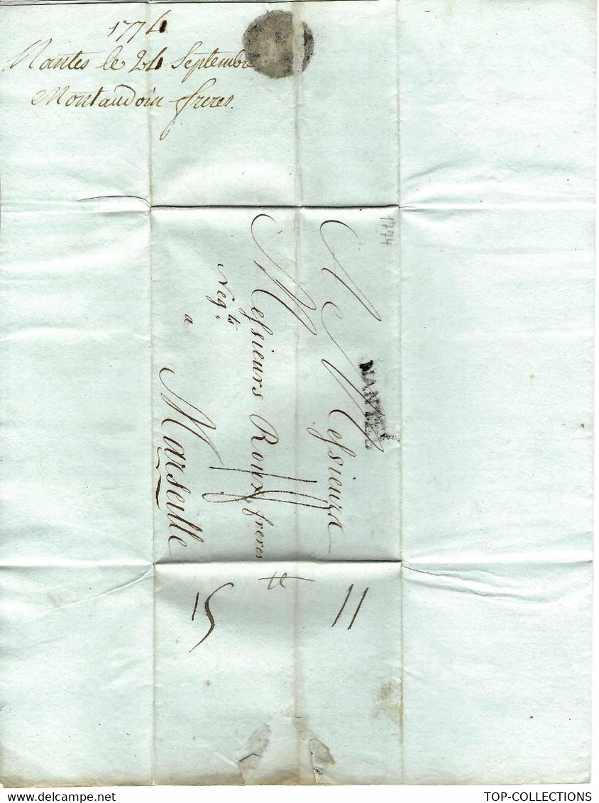 17661 1774 LETTRE Sign. Montaudouin Frères Nantes TRAITE NEGRIERE ESCLAVAGE COMMERCE TRIANGULAIRE => Marseille Roux  Fr - ... - 1799