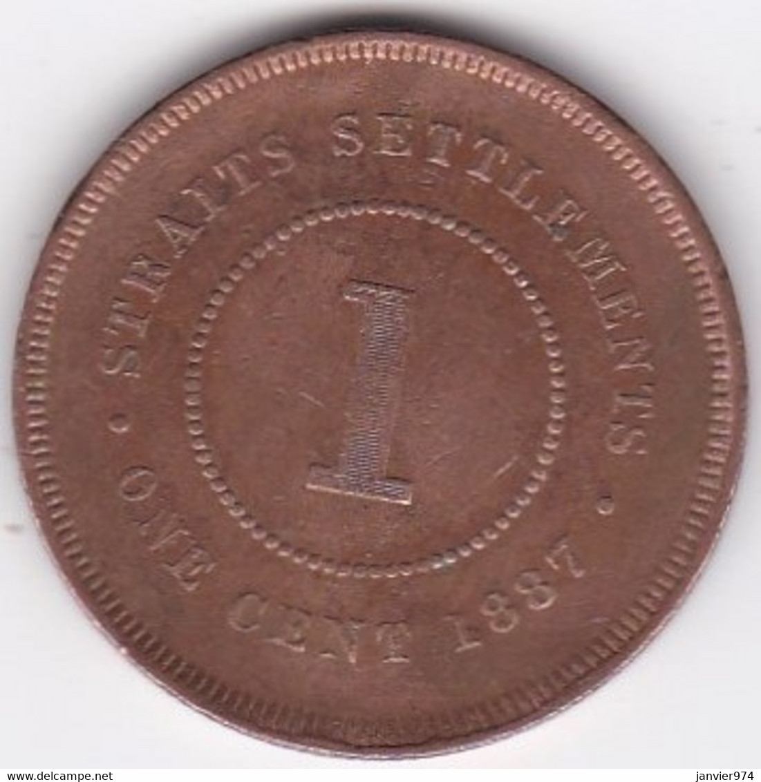 Straits Settlements 1 Cent 1887 Victoria , En Bronze , KM# 16 - Malaysie