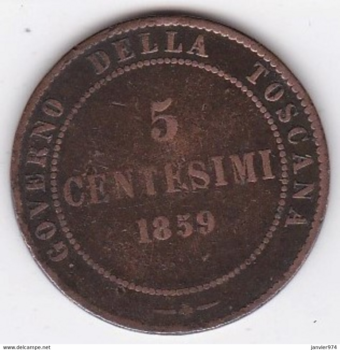 Governo De La Toscana 5 Centesimi 1859 Vittorio Emanuele II Re Eletto - Toscana