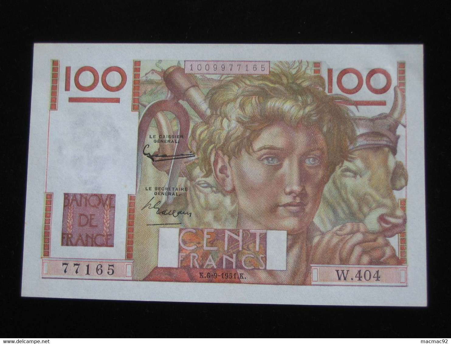 BILLET NEUF !!!!!       100 Cent Francs - JEUNE PAYSAN  6=9=1951    **** EN ACHAT IMMEDIAT **** - 100 F 1945-1954 ''Jeune Paysan''