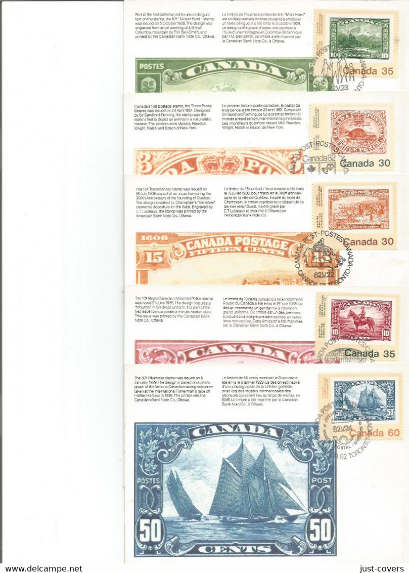Canada Scott # 909 - 913 Complete Set Of 5 Maxi Cards With Special Cancels....................................Box 9 - Tarjetas – Máxima