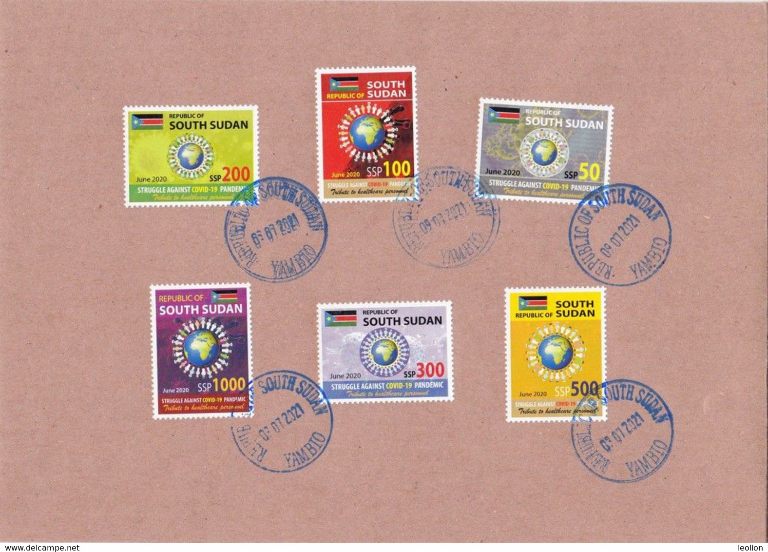 SOUTH SUDAN 2020 Covid-19 Stamp Set Cancelled On Cover Health Workers Fighting Covid-19 Pandemic SOUDAN Du Sud - Sudan Del Sud