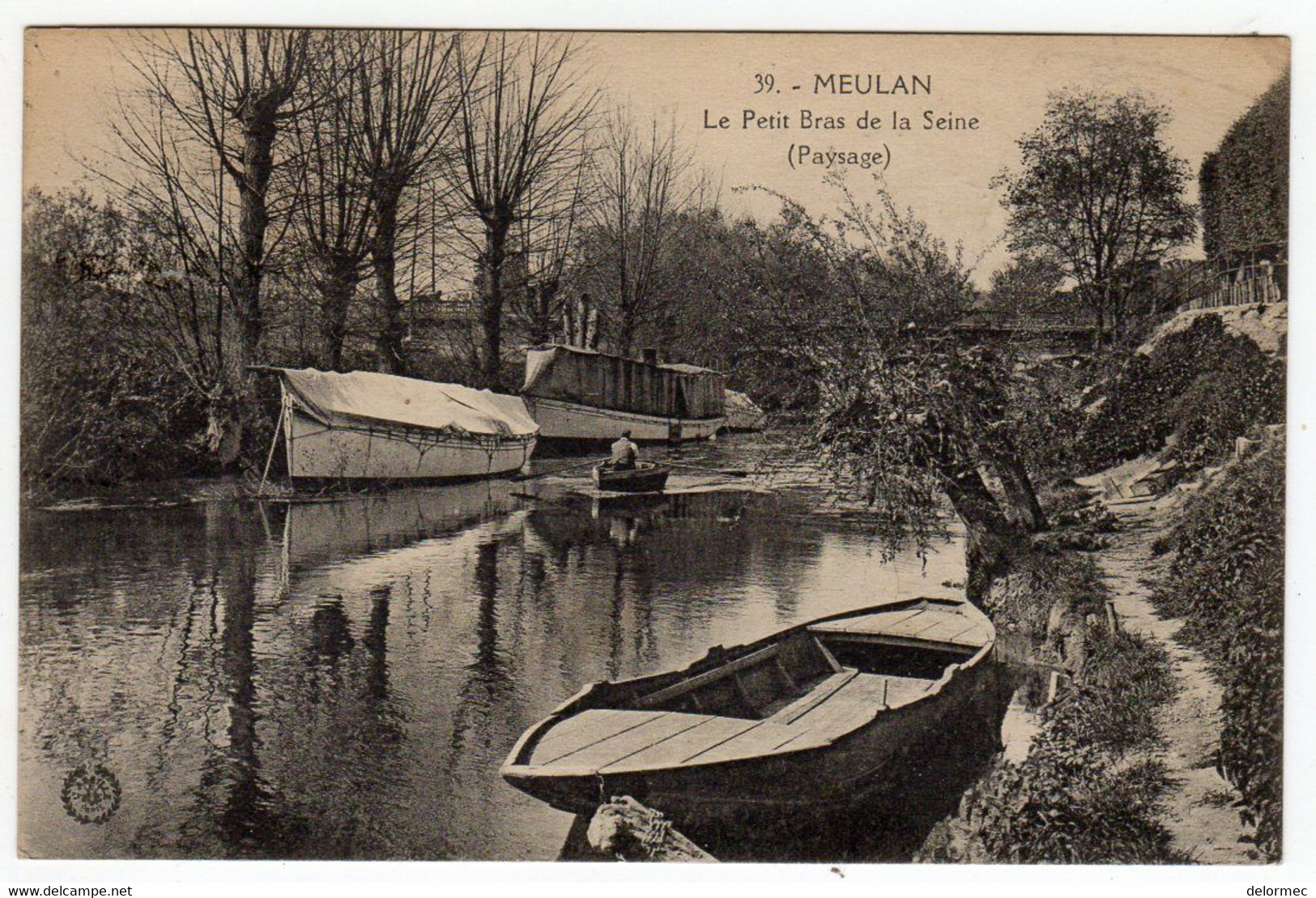 CPA Meulan 78 Yvelines Le Petit Bras De La Seine Bateaux Péniche éditeur Abeille - Meulan