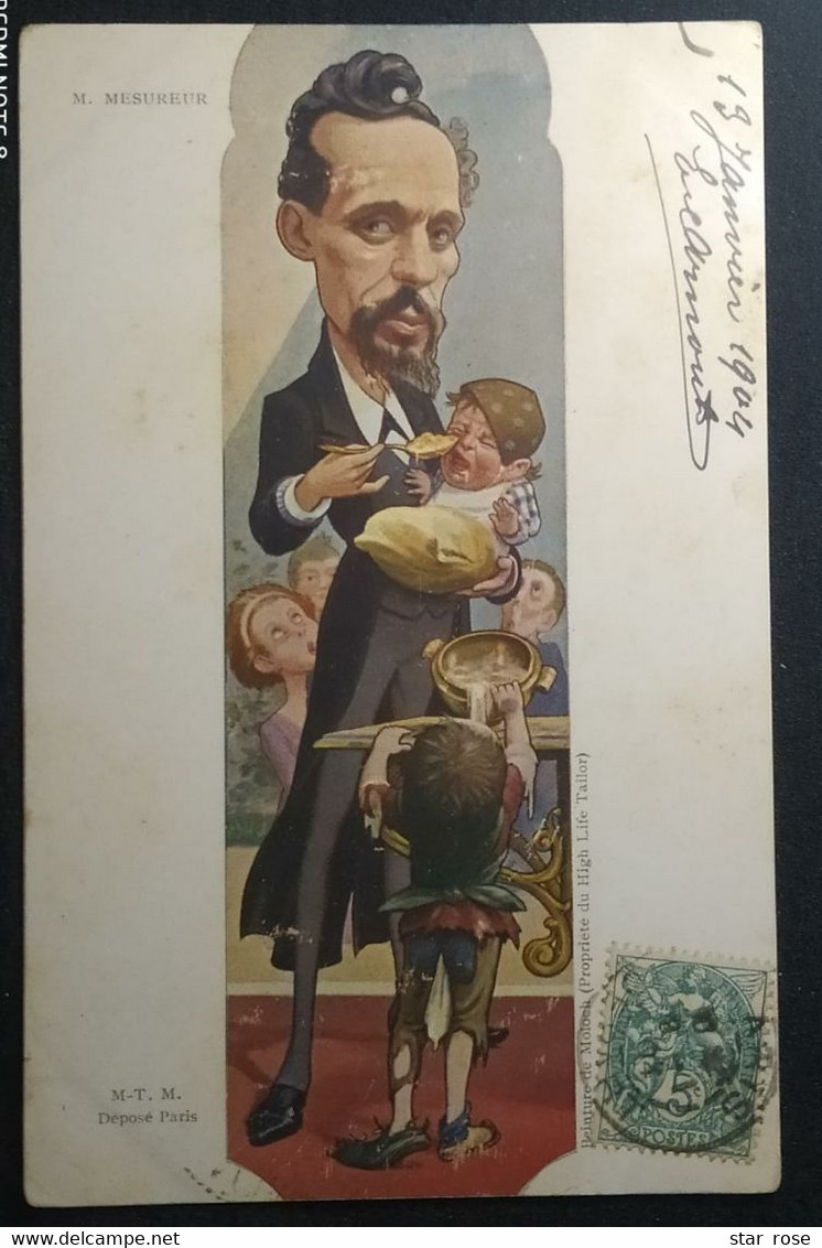 France 1904 - CARICATURE SATIRIQUE - ILLUSTRATEUR MOLOCH -  M MESUREUR - Envoyé En Uruguay - Moloch