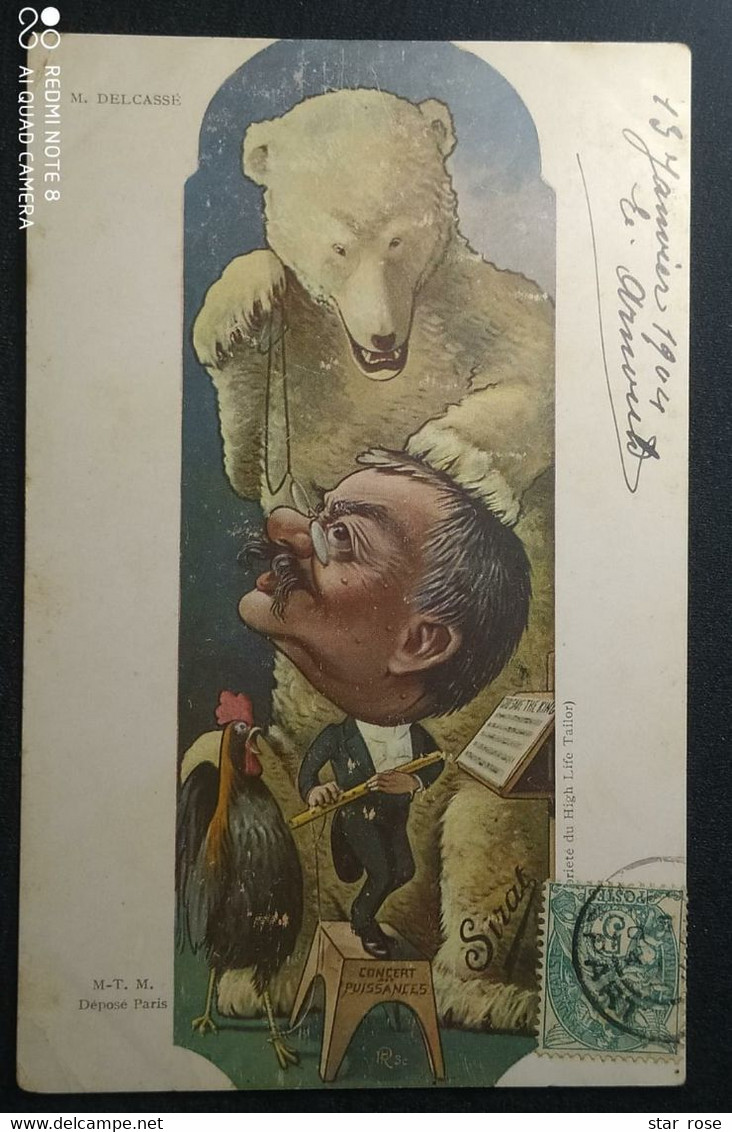 France 1904 - CARICATURE SATIRIQUE - ILLUSTRATEUR MOLOCH -  M. DELCASSÉ - Envoyé En Uruguay - Moloch