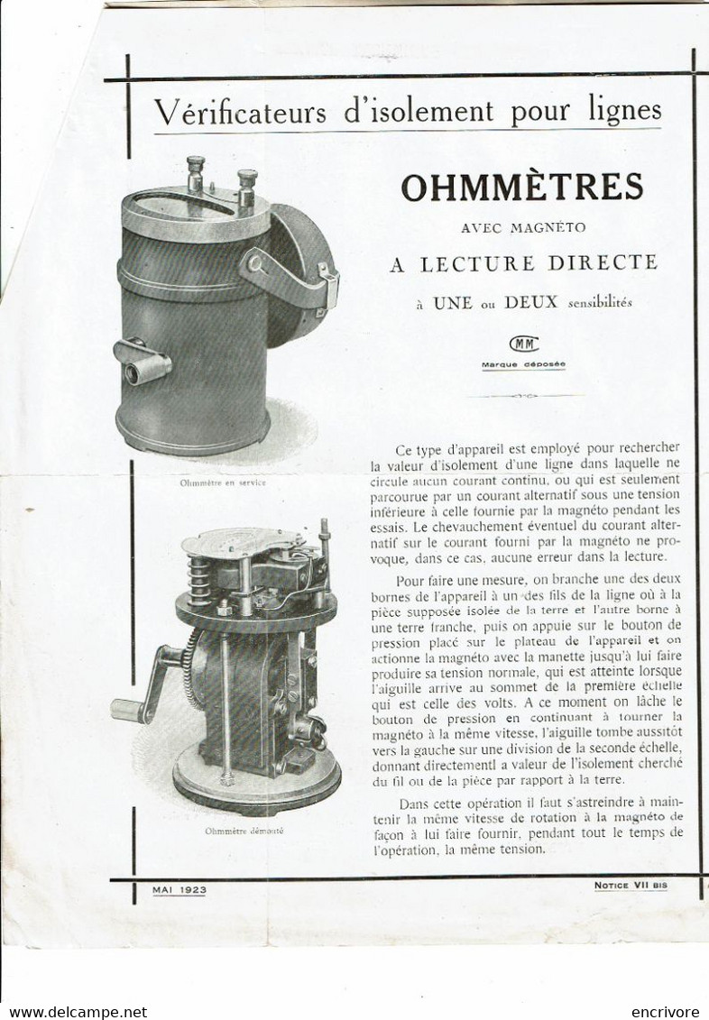 Lettre Commerciale Horloges & Appareils Mesures Electriques Nancy Metz Ohmmètres à Blanchisserie Teinturerie Thaon 1923 - Bank & Insurance