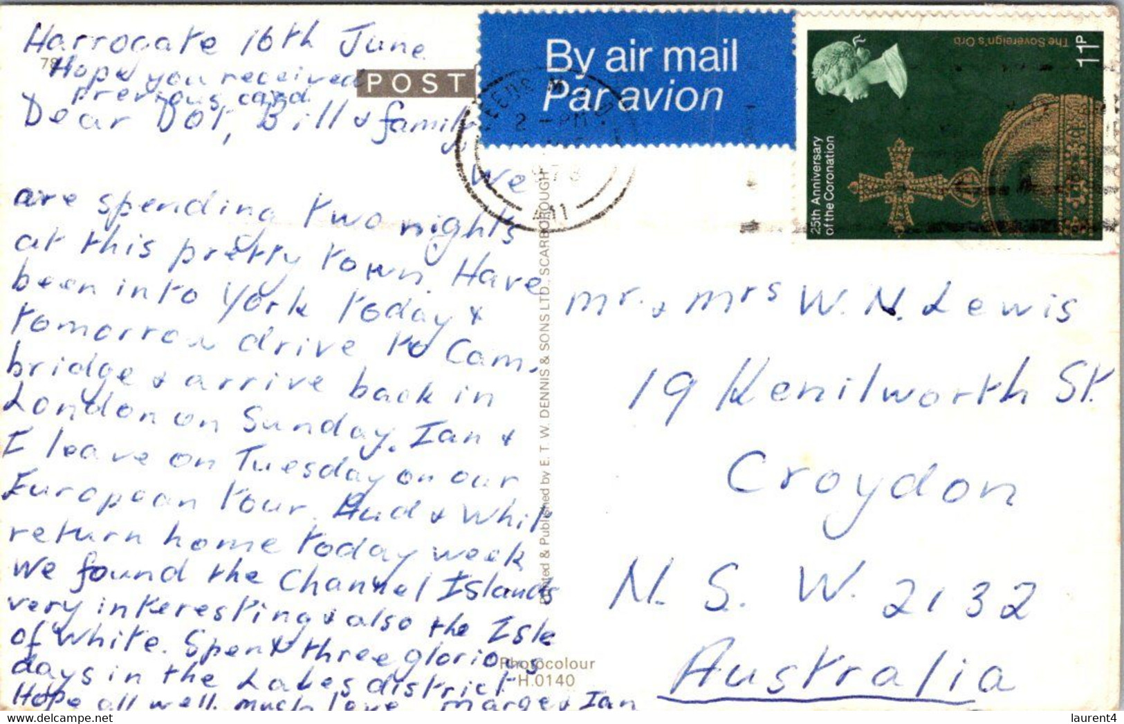 (2 F 20) UK - Posted To Australia 1978 - Harrogate - Harrogate