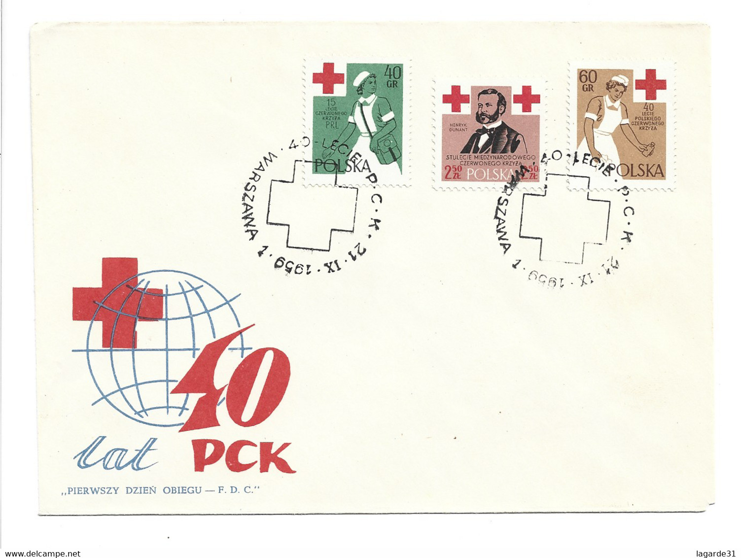 1959 Fdc Lat 40 PCK  Croix Rouge - FDC