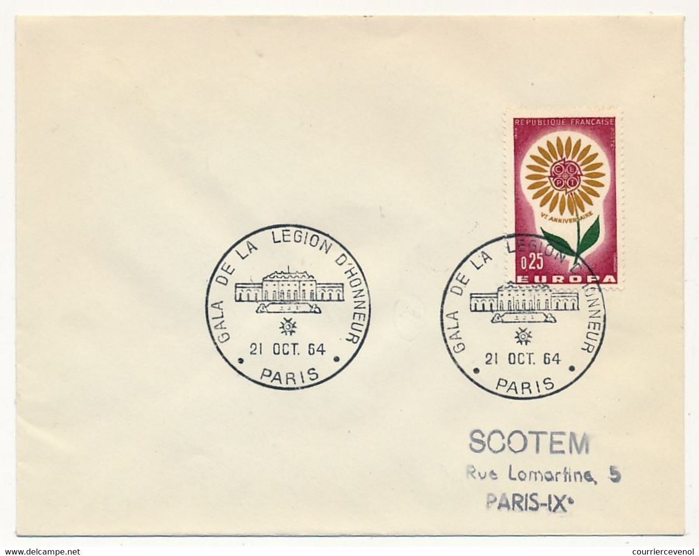 FRANCE - Env Scotem - Aff 0,25 Europa - Obl Temp. Gala De La Légion D'honneur PARIS - 21 Oct. 1964 - Lettres & Documents
